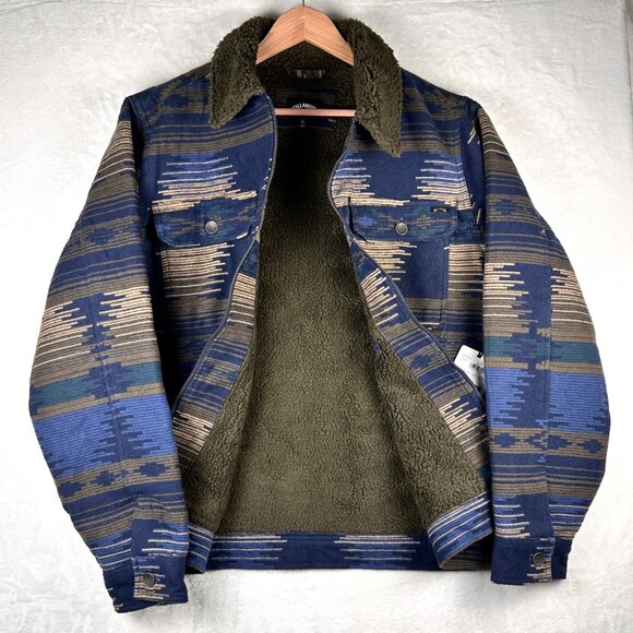 Billabong Barlow Sherpa Mens Jacket Large Aztec Print Blue Tan Southwestern NWT - Picture 6 of 10